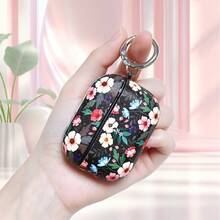 Ditsy Floral Leather Protective Case For AirPodsPro3 Hard PC Shell, With Metal Ring PU Cover Compatible With AirPodsPro2/4 Models - Multicolor - View 3