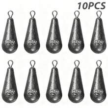 10pcs Water Drop Hanging Ring Lead Sinkers, Quick Bite Lead, Calibrated Lead, Hanging Ring Fishing Sinkers - Grey - View 18
