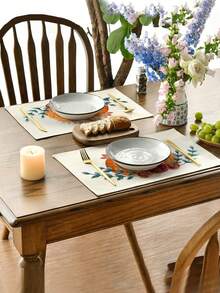 1pc/4pcs/6pcs,Autumn Pumpkin Table Mat,Rectangular Tablecloth,Washable,Suitable For Family Dinner,Coffee Table,Durable Kitchen And Dining Room Decor,Table Decor Party And Scene Decoration,Home Decor - Multicolor - View 5