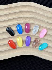 20pcs Japanese Style Glass Beads Nail Art Display Tips, High Transparency 3D Glass Color , Trapezoid Oval Almond Square Round Circle Nail Polish Gel Color Display Board - Multicolor - View 4