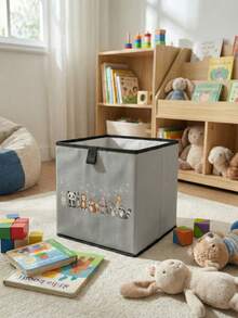 1pc Cartoon Animal Print Open Storage Bin, Baby Diaper & Toy Organizer Basket, Foldable, Stackable, Drawer-Style Durable Multi-Function Storage Box, Space-Saving Design For Home, Dorm, Home Organization, Under-Bed Storage - Multicolor - View 8