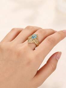 1pc Vintage Cubic Zirconia Ring For Women, Wedding Engagement Party Jewelry, Valentine's Day Gift - 1# - View 7