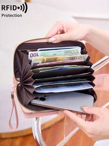 FOREVER MIYIN Women's Fashion RFID Floral Embossed Long Wallet, Large Capacity Bifold Clutch, Multiple Card Slots, With Wrist Strap Phone Wallet, Coin Purse, For Daily Use - Multicolor - View 4