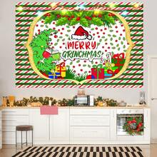 The Grinch Authorize Merry Christmas Children's Party Award Scene Birthday Party Background Banner. Christmas Themed Wall Decoration. Photo Background Garden Decor Outdoor. Ideal Choice For Celebration Events, Room Decoration, And Display Props - Multicolor - View 2