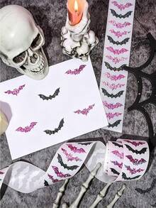 500pcs/Roll Halloween Bat Shaped Laser Shiny Self-Adhesive Stickers, Halloween Decoration Stickers, Gift Decoration Stickers - View 1