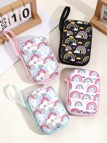 Tas Penyimpanan Motif Pelangi untuk Power Bank, Earphone, Kabel Pengisi Daya, Kabel Data dan Aksesori Charger, Kotak Penyimpanan Earphone Anti-Jatuh dengan Ritsleting, Desain Kreatif Kartun - MultiWarna - View 5