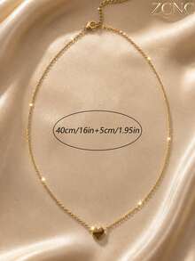 Juego de 4 piezas/Set Pulsera de cadena estilo dulce elegante minimalista chapada en oro de 18k para mujer, apilable con un collar de corazón, acero inoxidable 304 duradero, juego de joyas a juego para uso diario, adecuado para fiesta de Halloween, regalo de Navidad, atuendo de Año Nuevo - Dorado - Ver 6