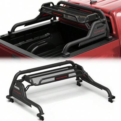 LONGSUN Barra de rodillo para cesta, adecuada para camiones y ajustable. Es una barra de persecución de soporte de cama de camión y barra deportiva para camionetas pickup de tamaño medio, compatible con Colorado, Tacoma, Frontier, Gladiator JT, Canyon y . Hecha de acero al carbono, con una altura de 22