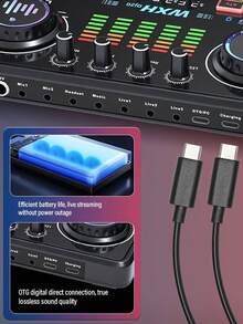 Papan Suara Podcast - Papan Mixer DJ Musik XLR 48V, Dj20 | Daya Phantom 48V, Port XLR untuk Mikrofon, Antarmuka Audio Instrumen, Bluetooth, untuk Streaming , Laptop, Komputer - DJ20 Podcast Mixer - View 4