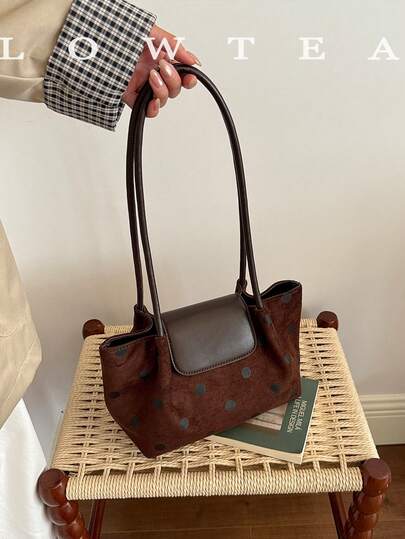 low tea 1pc Ruched Small Bucket Shoulder Bag, Suede Fabric, Suitable For Commuting, Shopping And More