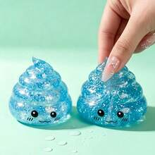 1pc Texture Transparent Halloween Prank Squeeze Toy TPR Poop Decompression Toy, Pastel Kawaii Style Mixed Sequins Clear Poop Shape Stretch Squish Fidget Toy, Halloween Family Prank Game Toy, Random Style - Multicolor - View 4
