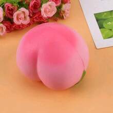 Peach Squeeze Toy, Slow Rebound Stress Relief Squishy, Slow Rebound Fruit Stress Relief Squeeze Toy, Decompression Gift Decor, PU Realistic Food Prank Toy - Multicolor - View 7