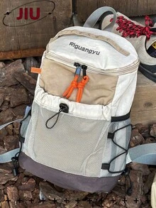 戶外運動拼色迷你尼龍女款後背包，大容量多口袋輕量登山包，多功能抽繩旅行袋，便利透氣書包，適合旅行、度假、日常通勤、戶外運動、登山、滑雪、徒步、露營，節日禮物 - 彩色 - 查看 16