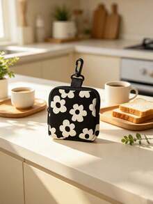 1pc Simple And Elegant Plum Blossom Storage Bag, Small Storage Bag/Storage Bag, Zipper Sealed Lobster Buckle Easy To Hang, Suitable For Storing Data Cables, Mobile Power Bank, Change, Earphones, Cards, Suitable For Various Scenarios. - View 3
