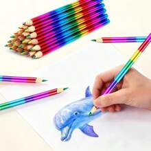 Rainbow Gradient 4-In-1 Magic Colored Pencils, Colorful Doodle And Painting Wooden Pencils, Suitable For Ages 14+, Wooden Material, Drawing And Writing Art Supplies - For Professional Art Use - A - View 4