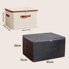 1pc - Gray Cationic Clothing/Bed Sheet Storage Box, A Folding Storage Box With Zipper And Handle, Gray Storage Box, Polyester Linen Material, Square, With Lid, Sturdy And Durable, Versatile, Can Be Used To Store Clothing, Toys And Other Items - Beige - View 20