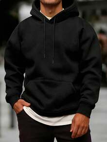 Father's Gift, Men's Sports Casual Hooded Open-Front Sweatshirt, Practical Pockets, Suitable For Daily Wear And Sports Scenes. - Black - View 3