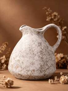 極簡白色樹脂花瓶，完美居家裝飾選擇；復古風格花盆，質感精緻；大號復古手柄花瓶，適合桌面或花園使用 - A - 查看 11