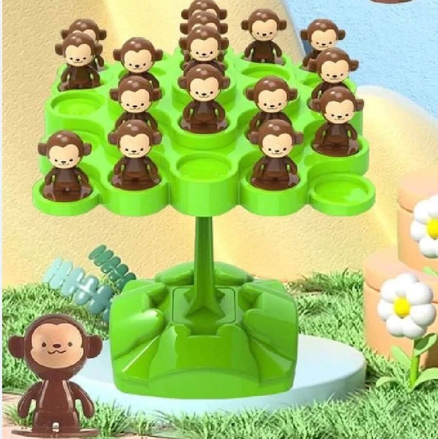 Árbol de Equilibrio Musical Interactivo para Niños, Tabla de Equilibrio Plegable para Padres e Hijos, Juguete de Entrenamiento de Concentración y Equilibrio - Marrón - Ver 1