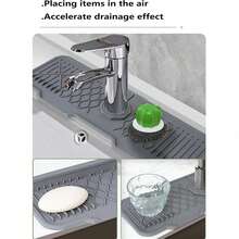 Silicone Faucet Water Splash Guard, Kitchen Sink Faucet Drainage Pad; Anti-Splash Countertop Protection Mat With Drainage Holes, Catches Splashes, Prevents Water Stains. Suitable For Kitchen Sink, Home Kitchen Countertop Daily Use - Multicolor - View 6