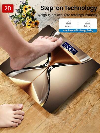 2D Precision Compact Durable Electronic Scale For Home Use, Weight Loss Body Scale, LED High Definition Display, Max Capacity 396.83 Lbs, Temperature Detection, Uses AAA Batteries (Not Included)