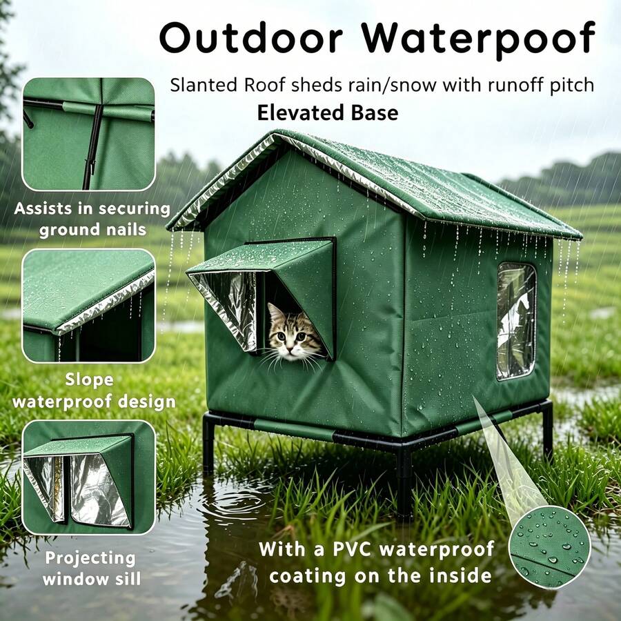Outdoor Cat House Detachable Elevated Waterproof Pet Bed - Multi-color - View 1
