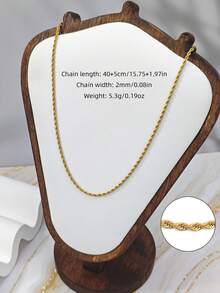女款極簡不鏽鋼項鍊，蛇骨鏈與扭繩鏈 1-3mm 金色/銀色 防水低過敏 日常時尚項鍊 - 彩色 - 查看 12