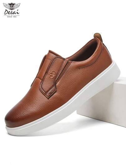 DESAI New Men's Fashion Versatile Classic Casual Solid Color Business Casual Shoes Flat Breathable Slip-On Oxford Shoes Men's Sneakers Dress Shoes