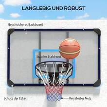 Wall-Mounted Basketball Hoop, Basketball Backboard With Rim And Net For Outdoor Use, Steel, 113 X 61 X 73 Cm, Ideal For Garden And Playground - 黑色+白色 - 查看 6