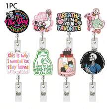 1pc Nurse Badge Reel Retractable Swivel Crocodile Clip ID Holder - Multicolor - View 6