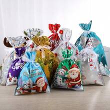 8pcs/1set Holiday Drawstring Gift Bags, Christmas Foil Gift Wrapping Bags, Suitable For Christmas Gifts, Party Favors - View 4