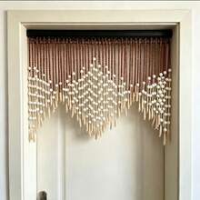 38 Strands Wooden Beaded Curtain, 90*50cm ,Wave Shape Partition Bead Door Curtain For Entrance Bedroom Home Decor - 90 X 50 cm - View 2