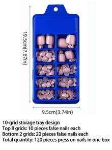 120 Peças Unhas Postiças Curtas, Unhas Quadradas Brilhantes, Pontas de Unhas Artificiais Quadradas de Cobertura Total em Cor Sólida, Adesivos Coloridos para Manicure DIY (Série Rosa Clássica), Suprimentos para Arte de Unhas - Rosa Bebê - Visão 3
