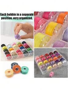 1pc Plastic Sewing Thread Spool Storage Box, Sewing Thread Organizer Box, Transparent Plastic Storage Box With 25 Empty Spool Slots - Multicolor - View 4