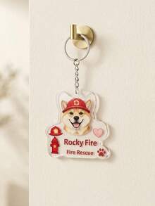 1pc Customized Photo Pet Profession Keychain, Personalized Dog Cat Portrait Acrylic Key Ring, Custom Text Pet Profession Title Keychain, Veterinarian Firefighter Coffee Shop Pet Customized Photo Keychain, Pet Memorial Angel Key Ring, Backpack Charm, Pet Owner Gift, Dog Cat Lover Gift - Multicolor - View 6
