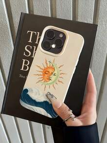1 buah Casing Ponsel TPU Anti-Jatuh Minimalis Motif Gunung Putih, Laut, Matahari, Bulan, Kompatibel dengan Apple 17 16 15 14 13 12 11 Pro Max Air dan Seri Lainnya - MultiWarna - View 3
