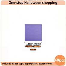 Set Peralatan Makan Kertas Sekali Pakai 20/48/96 Buah, Termasuk Piring Kertas 7/9 Inci, Gelas Kertas, dan Serbet, Menampilkan Desain Lentera Wajah Ungu Gradien. Cocok untuk Pesta Halloween Bertema Gothic Gelap, Pertemuan Malam Hari, dan Dekorasi Meriah. - Beraneka warna - View 10