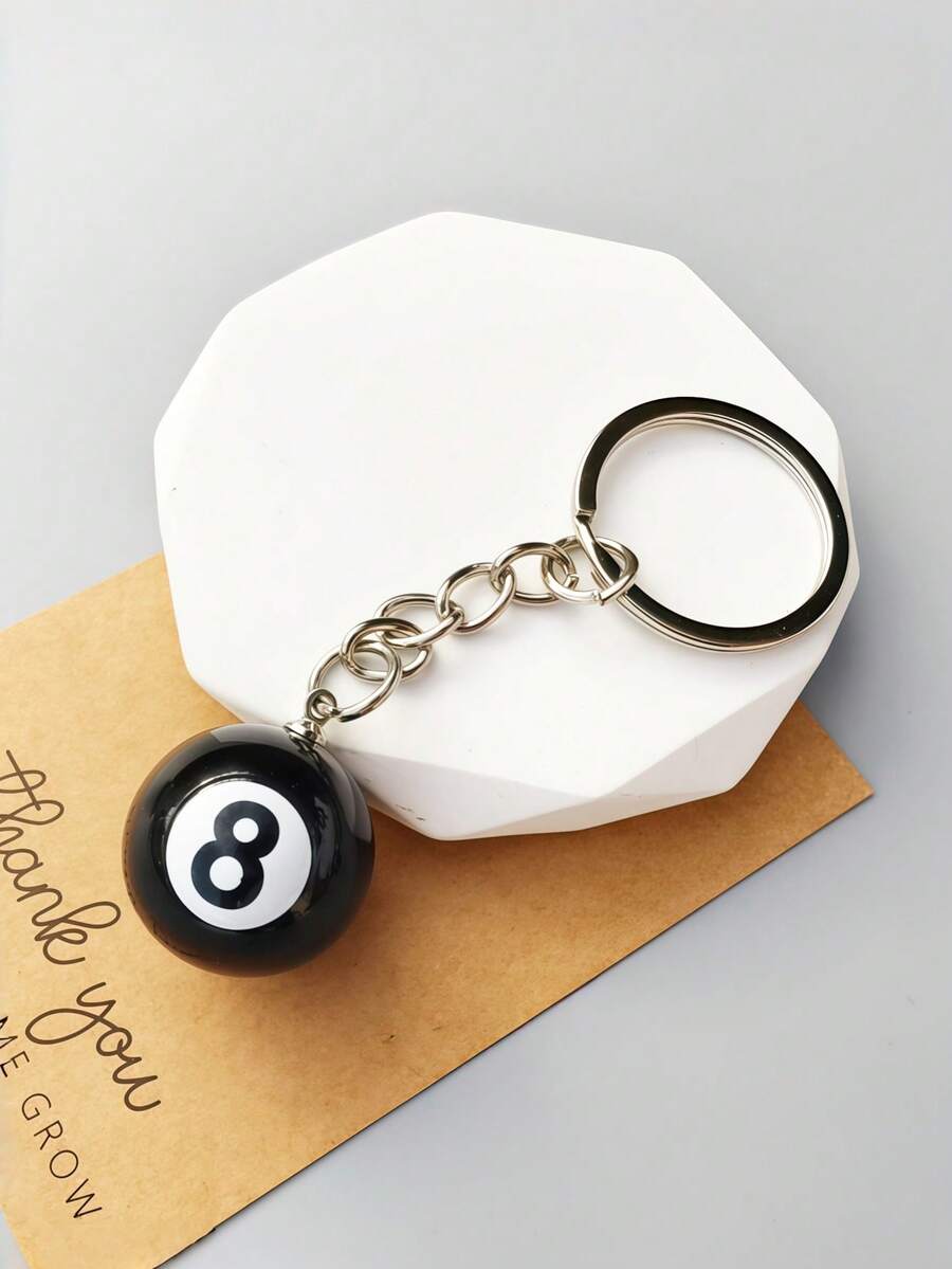 2pcs Billiard Ball Keychain,No.8 Black Pool Ball Pendant,Resin Key Ring,Car Key Holder,Backpack Charm,Novelty Game Accessory,Gifts For Men Friends - Multicolor - View 1
