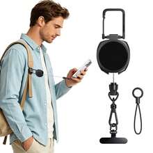 Anti-Theft Phone Tether, Retractable Steel Line Phone Strap Lanyard Leash Metal 360° Tether Tab For Skiing Hiking Fishing Climbing Cycling - Multicolor - View 2