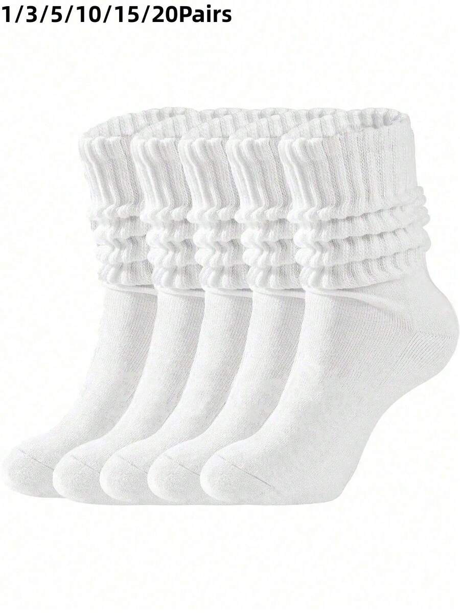 Kaos Kaki Panjang Putih Lembut Kasual Minimalis, Kaos Kaki Nyaman, Kaos Kaki Berbulu, Kaos Kaki Panjang dan Kaos Kaki Olahraga, Cocok untuk Semua Musim - Putih - View 1
