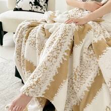 1pc Striped Jacquard Thin Blanket, Summer Use, No Pillowcase, Soft And Skin-Friendly, Multiple Sizes, Multi-Purpose Blanket For Sofa, Bed, Suitable For Office, Living Room Sofa, Bedroom Bed, Suitable For Spring And Summer Use - Mustard Yellow - View 2