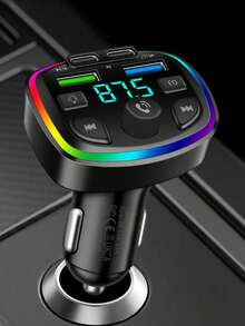 MP3 Player FM Radio Bluetooth 5.0 Audio Transmitter Car Charger, Supports QC3.0 Dual Port Fast Charging, Smart Memory Of Last Playback Progress, CD-Quality Sound, Dual-Mode Anti-Interference Chip, Cigarette Lighter Plug-In Design Compatible With 99% Of Car Models, LED Voltage Display Screen (Please Carefully Check Details Before Purchase) - Multicolor - View 12
