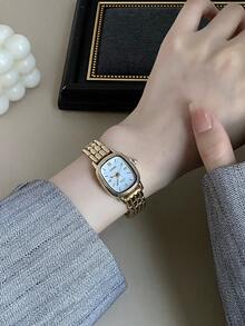 1件女款金色圓形石英手錶，優雅時尚，適合日常佩戴，生日/畢業禮物，派對與聚會 - 金色 - 查看 7