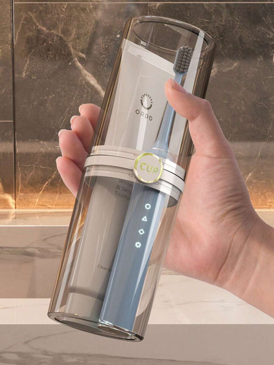 1/3件裝奢華旅行牙刷杯，透明PET浴室牙膏收納杯，防塵盥洗用品杯，適合出差使用