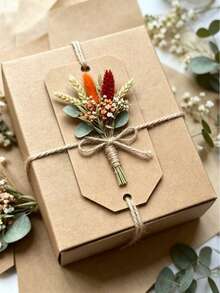 12/8/1 Handmade Mini Artificial Flower Bouquet, Suitable For Autumn/Winter Wedding Decoration, Men's Boutonniere, Table Centerpiece Decoration, Birthday Cake Decoration, Christmas/Halloween Gift Packaging, Eucalyptus, Baby's Breath, Rabbit Tail Grass - G218 - View 11