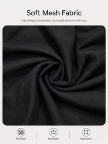 Camiseta de malla de unicolor de alta elasticidad, casual, negra para el verano - Negro - Ver 6