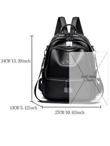 2026 New Women's Shoulder Bag High Quality PU Leather Backpack Luxury Designer Brand Backpack Large Capacity Girl Travel Book Bag - Black - View 3