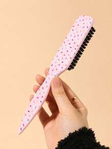 1pc Macaron Pink Polka Dot Smooth Back Comb, Unisex Hair Brush/Beard Brush, Hair Accessory, Suitable For Creating Smooth Ponytail, Bun, Taming Frizz, Controlling Hairline, Backcombing Voluminous Style, Wide Tooth Design For Easy Hair Parting And Sectioning - Multicolor - View 7