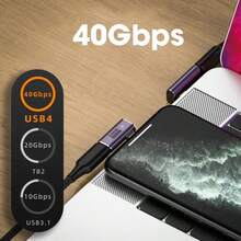1pc USB4 Type-C To Type-C Angled Adapter, Supports PD240W 40Gbps 8K@60Hz Audio/Video Transmission, Compatible With Phones, Tablets, Laptops And Other Devices - Purple - View 4