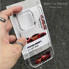 1PC Car Model Pattern Metal Frame Transparent TPU Phone Case, Compatible With Apple 17 16 15 14 13 12 11 Plus Pro Max Series, Personalized Ins Style Protective Cover, Fashion - Multicolor - View 1